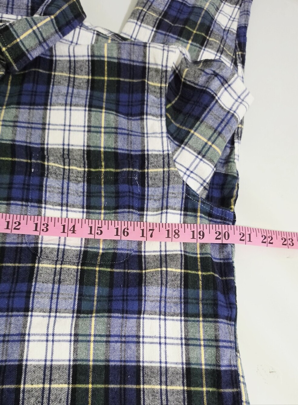 L.L.Bean Women M Tartan Plaid Flannel Shirt Relaxed Fit 100% Cotton Blue Green - Picture 7 of 13